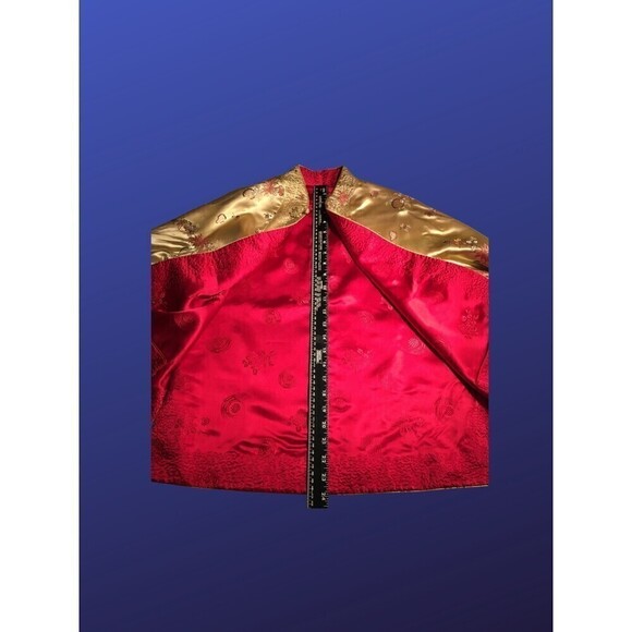 UNBRANDED Hong Kong Silk Evening Jacket, GOLD BROCADE/RED JACQUARD, Size L, EUC - Picture 9 of 13